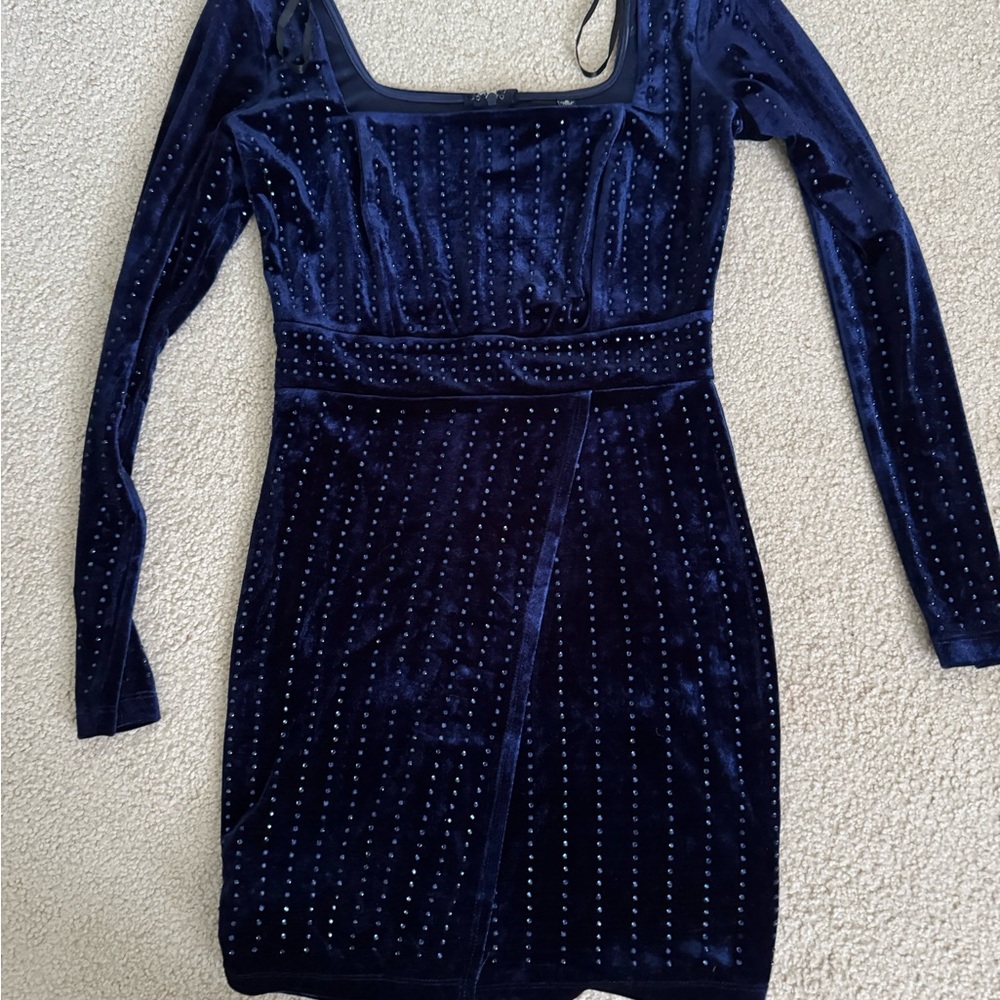 Navy Velvet Mini Dress - Windsor
